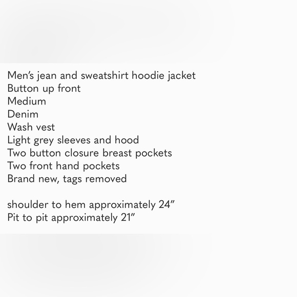 Brooklyn Cloth Men’s Denim Hoodie Jacket NWOT - Picture 5 of 5